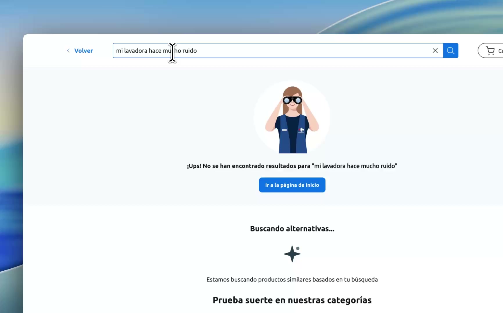 AI Carousels recovering a zero-result search with relevant product rows