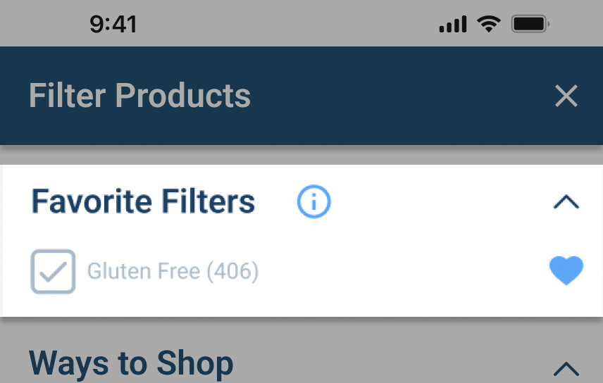 The favourite filter will be greyed out when it doesn’t apply to your search.