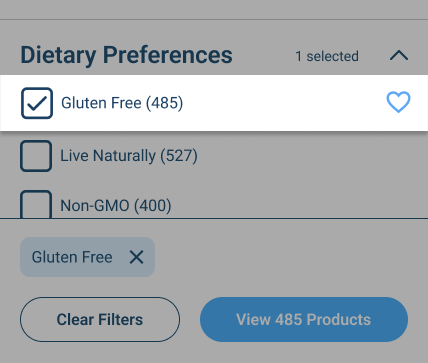 After checking a filter, customers can choose if it’s going to be a favourite filter.