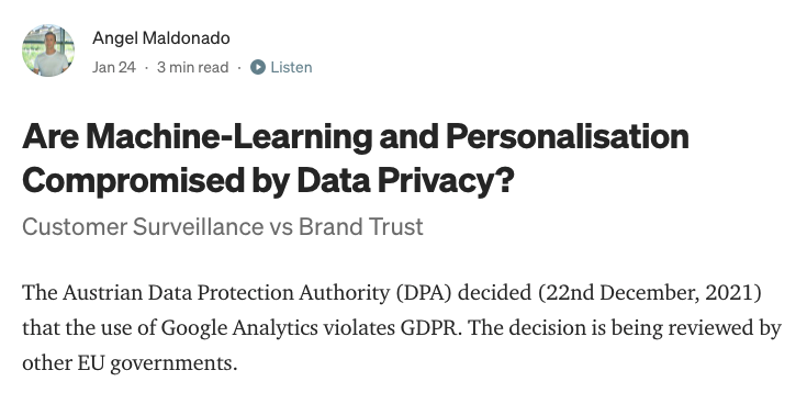 Are Machine-Learning and Personalisation Compromised by Data Privacy?
